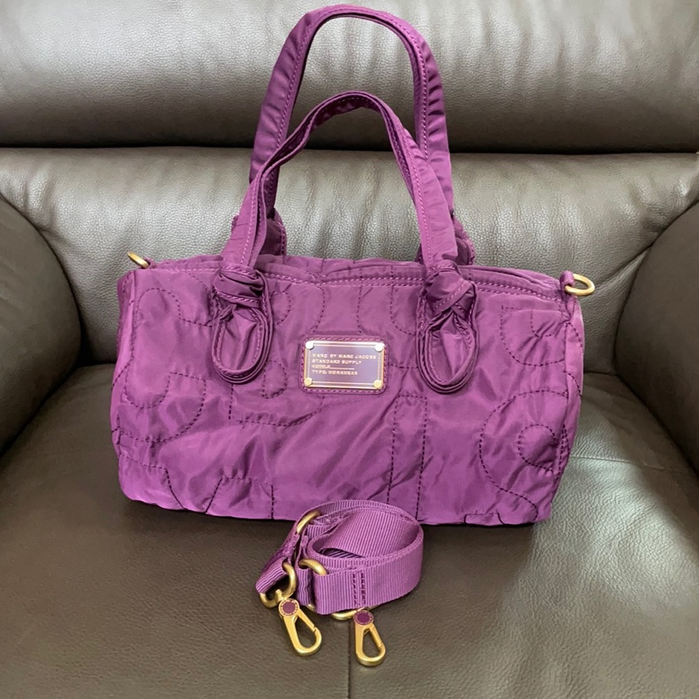 Marc Jacobs dark purple nylon satchel